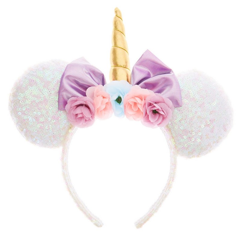 Disney Sequin Unicorn Minnie Mouse Ear Headband - White
