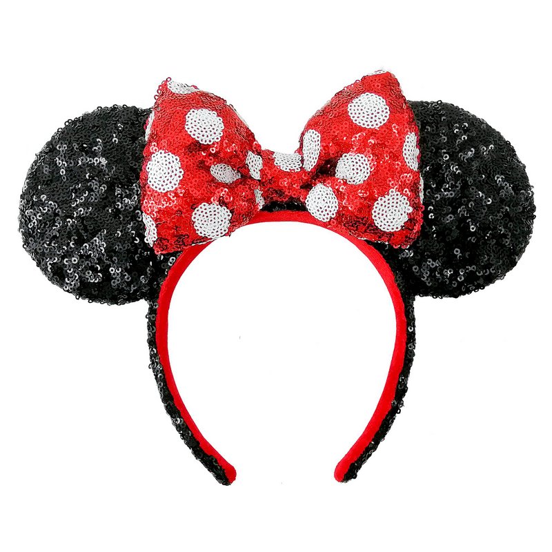 Minnie Mouse Sequined Ear Headband – Red & White Polka Dot
