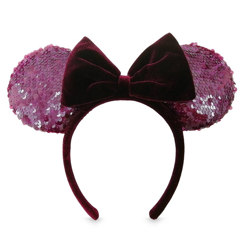 Minnie Mouse Sequined Ear Headband with Velvet Bow – Bordeaux