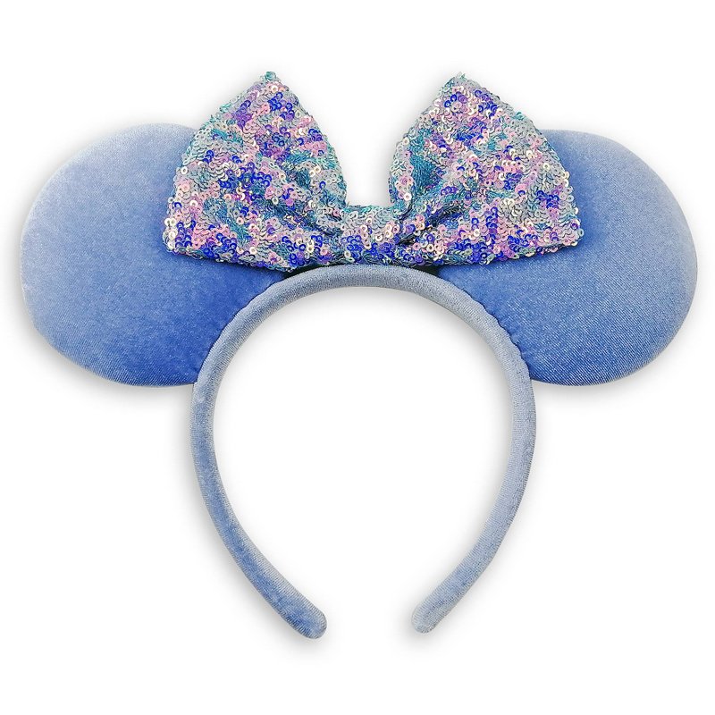 Minnie Mouse Ear Headband with Sequined Bow – Cornflower Blue