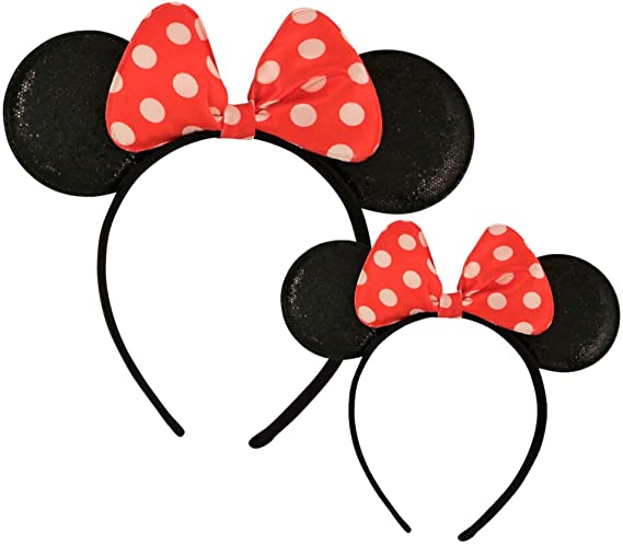 Disney Minnie Mouse Ears Headbands for Mommy and Me, Matching for Adult and Girl(2 PCS Set)