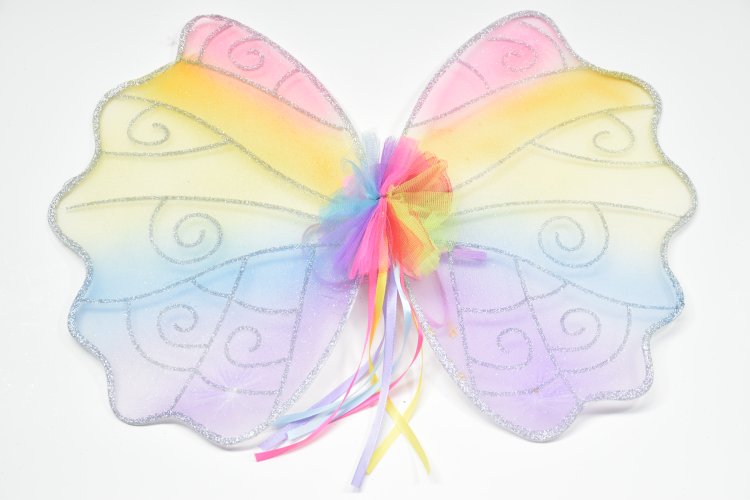 Rainbow Butterfly Fairy Wings for Girls, Sparkly Glitter Fairy Wing Cosplay Party Costumes Accessories