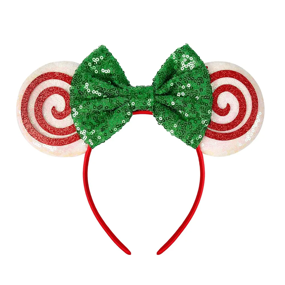 Women Girls Party Cosplay Costume Hairbands Glitter Christmas Candy Mouse Ears Bow Headbands