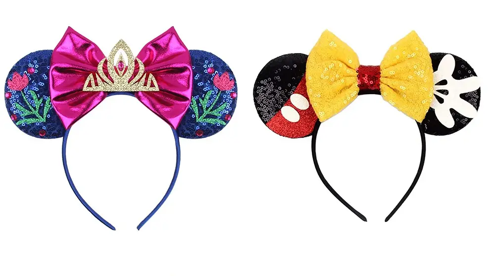 Mermaid Sequin Mouse Ears Headband Glitter Princess Party Hair Clips Mouse Ears Bow Hair Hoops Costume