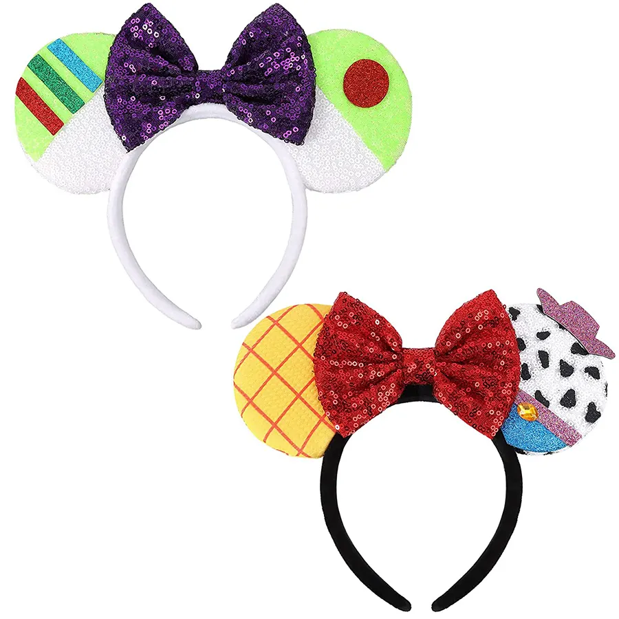 Kids Adult Mouse Ears Headband Sequin Mouse Ear Bowknot Hairband For Girls Women Party Decorations