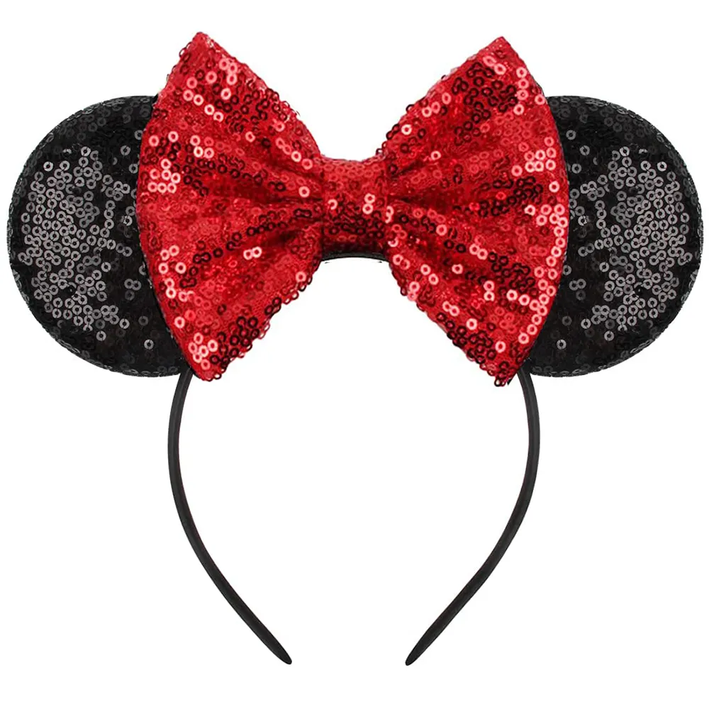 Glitter Mouse Ears Bow Headband Sequin Mini Ears Hairband For Kids Adult Party Hair Accessory