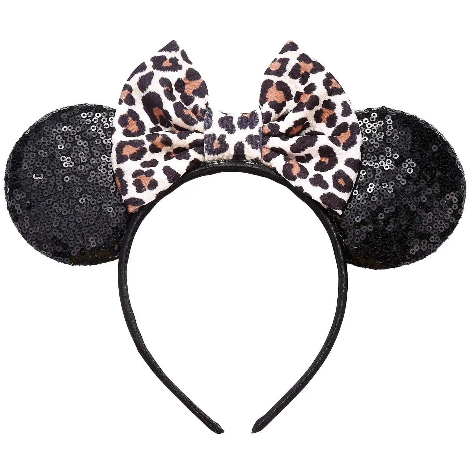 Halloween Leopard Mouse Ears Bow Headbands Sequin Mini Ears Headband Princess Party Decoration Hair Clips