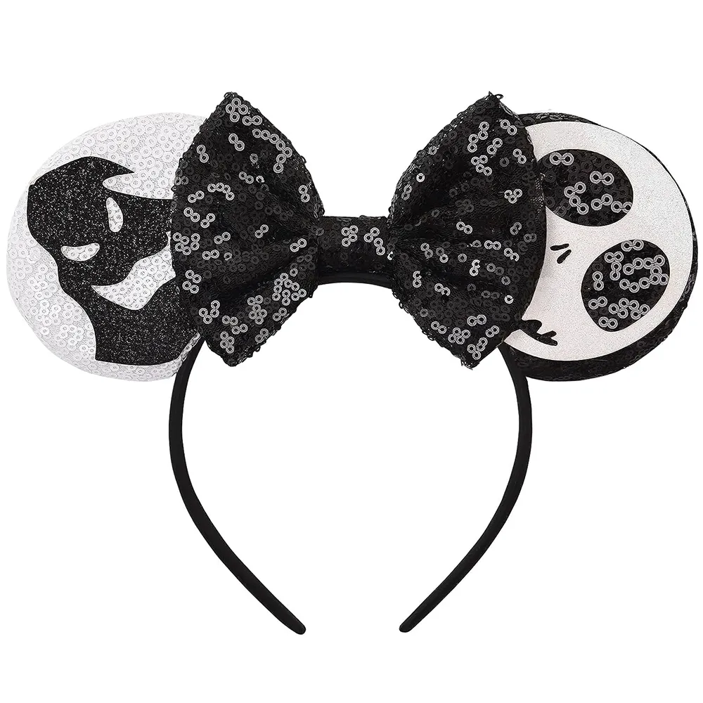 Kid Adult Halloween Ghost Headband Sequin Mouse Ears Bow Headband For Party Hair Hoops