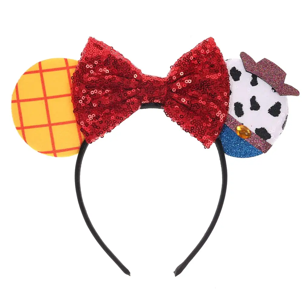 Kids Party Supplies Cartoon Mouse Ears Headband With Glitter Sequin Bows For Halloween Party Cosplay