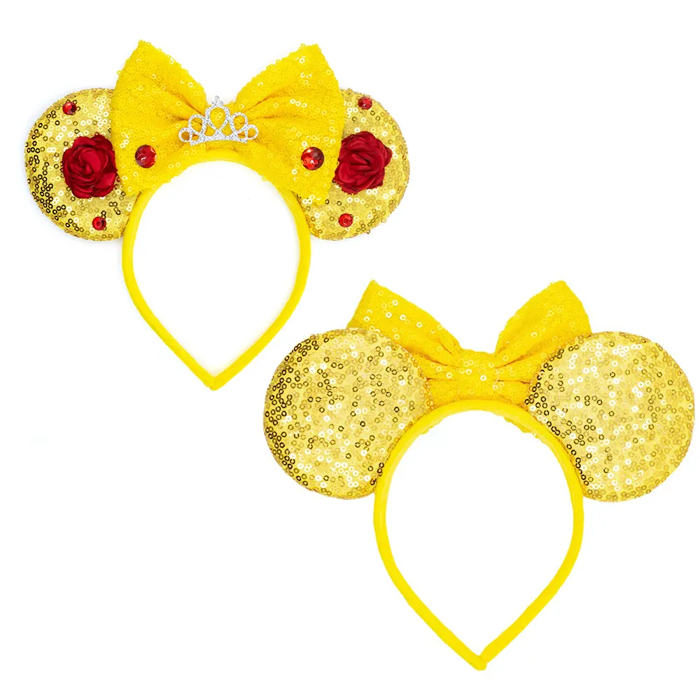 Wholesale Sequin Mouse Ears Headband Cartoon Beauty And Beast Hairband For Women Girls Birthday Christmas Party Hair Hoops