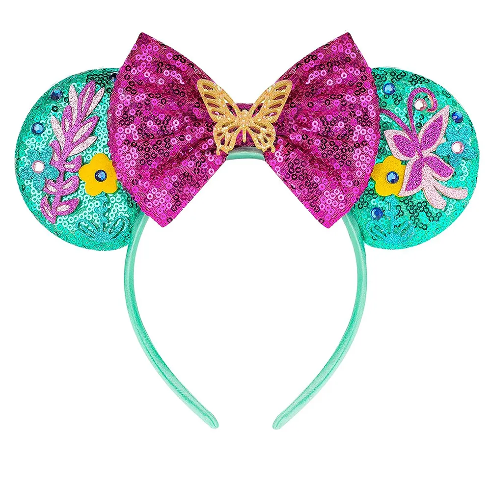 Disney Encanto Headband Sequin Mouse Ears Hairband Cartoon Butterfly Headdress For Girls Women Party Cosplay