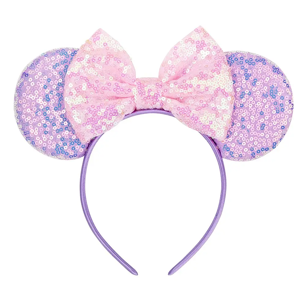 Women Girls Cute Glitter Mouse Ears Bow Headband For Princess Birthday Halloween Party Dress Up Hair Clips