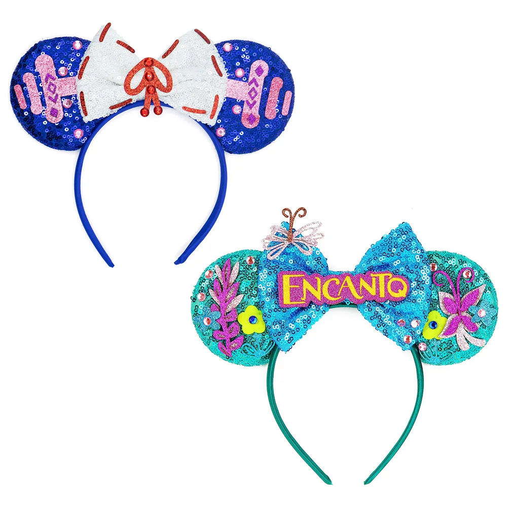 Disney Encanto Theme Hairband Kid Girls Women Sequin Mouse Ears Headband
