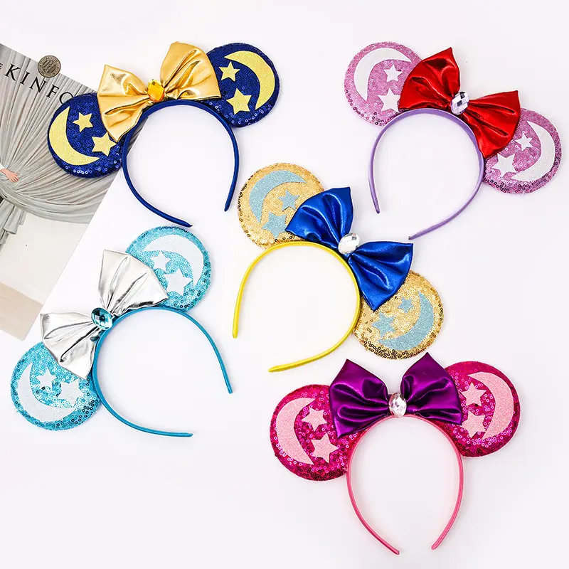 Cute Mouse Ears Headbands With Star And Moon For Kids Adult Party Holiday Hairband