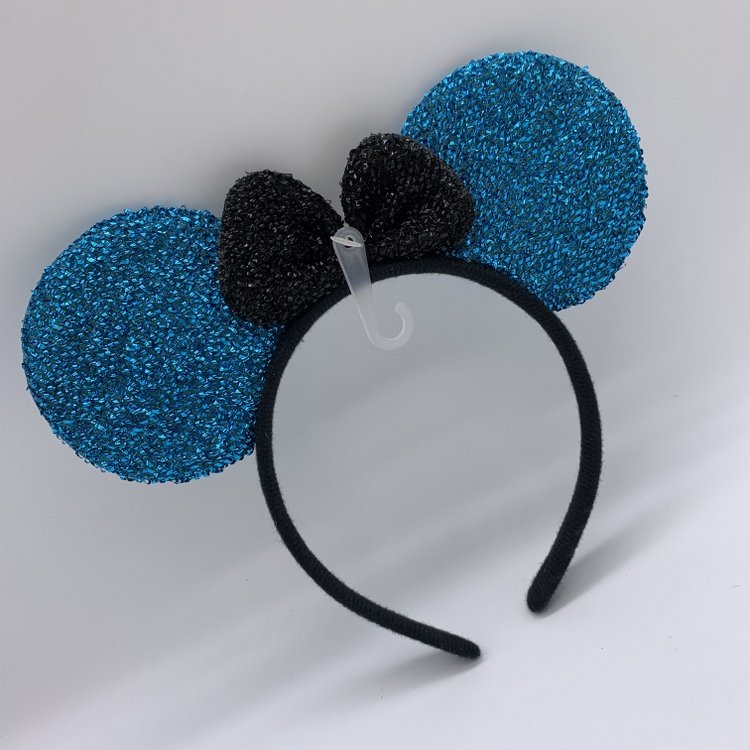 Sparkly Girls Boys Minnie Mouse Ears Headbands with Bow, Blue Hair Band for Baby Kids Birthday Party Favor