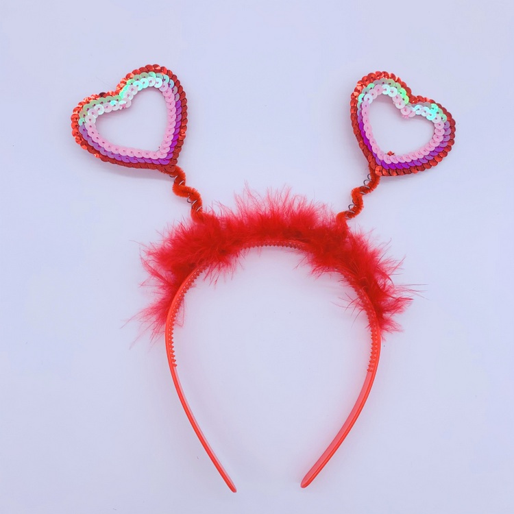 Sequin Heart Head Boppers Headband for Girls Kids Party Costume Accessories