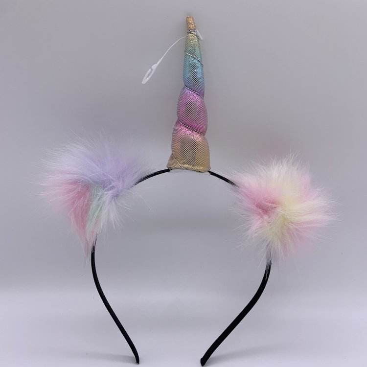 Pastel Pink Girls Unicorn Headbands Pom-Pom Unicorn Alice Band, Plastic Rainbow Baby Unicorn Hair Band