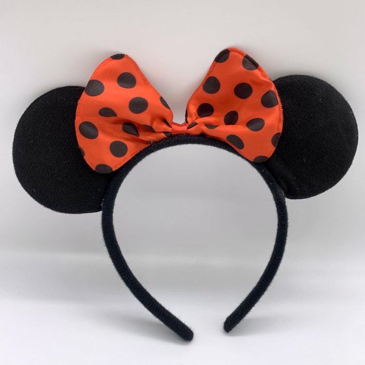 Girls Minnie Mouse Ears Headbands with Polka Dot Bow Tie, Red Hair Band for Baby Kids Birthday Party Favor