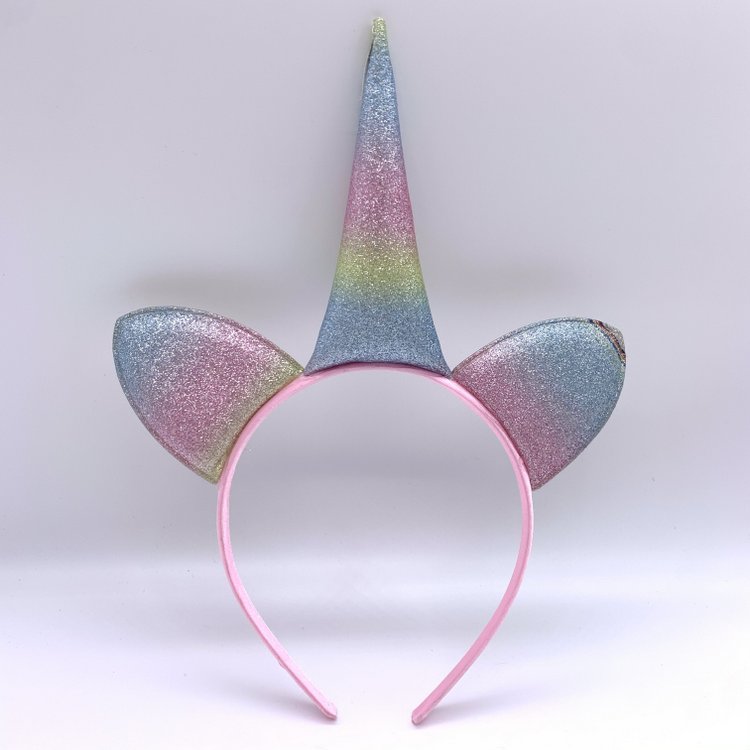 Pastel Pink Girls Unicorn Headbands Glitter Cat Ears Unicorn Alice Band, Plastic Rainbow Baby Unicorn Hair Band