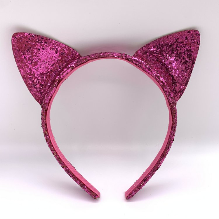 Purple Kitty Cat Ear Headband Sparkly Glitter Hair Hoop for Woman Baby Girl Kid Birthday Party Favor