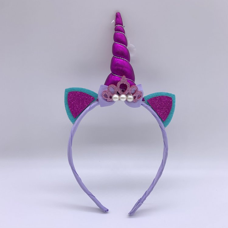 Purple Unicorn Headband for Girl Baby Kid Adult, Unicorn Kitty Cat Ear Hair Band Birthday Party Favor