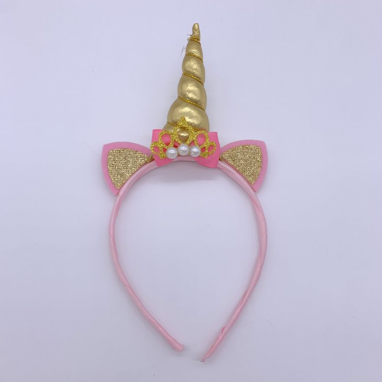 Gold Glitter Unicorn Hair Band for Teen Girls, Kitty Cat Ear Unicorn Headbands Birthday Party Favor