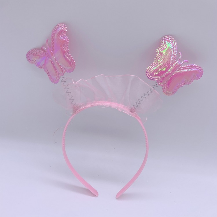 Pink Butterfly Head Boppers for Girls Headband Party Props Costume Accessories