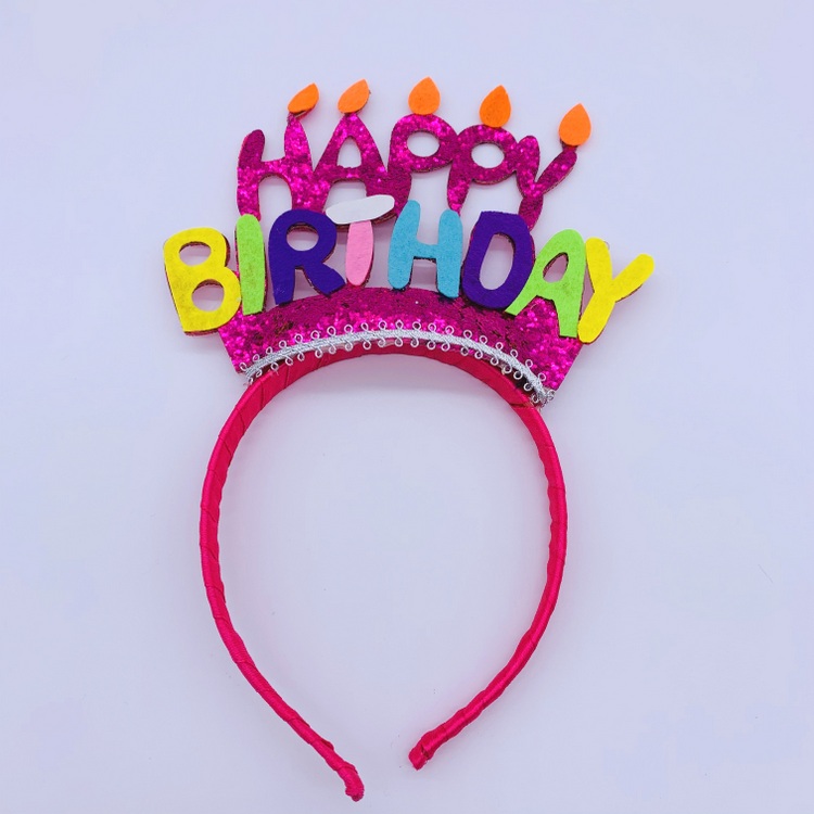Happy Birthday Glitter Headbands for Kids Girls Party Costumes Supplies Candle Design