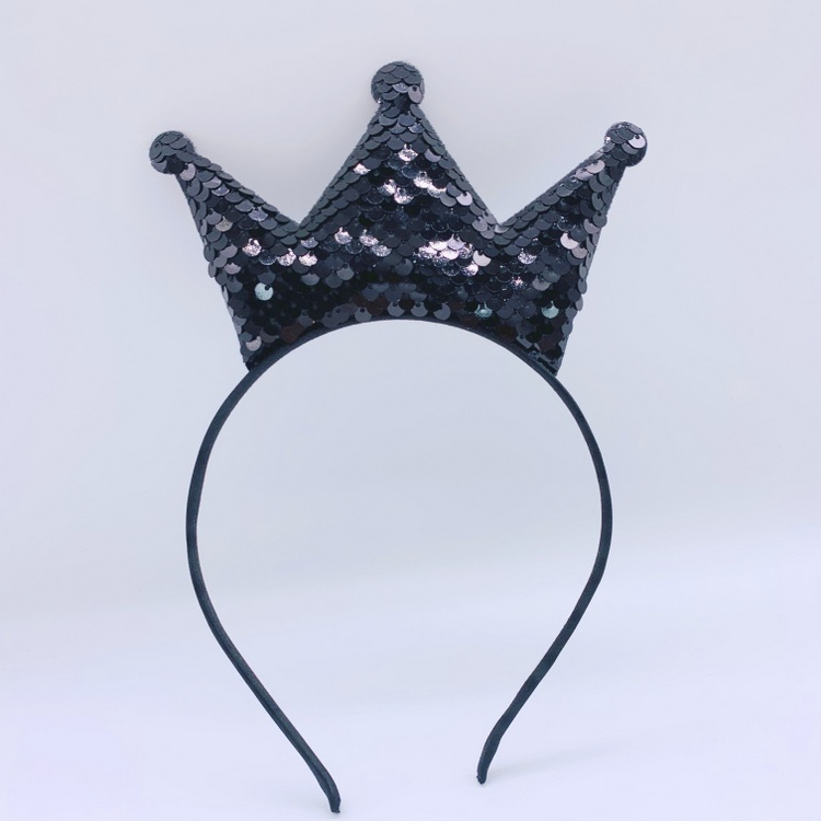 Black Sequin Birthday Crown Headbands for Kids Girls Boys Novelty Items Birthday Party Costumes