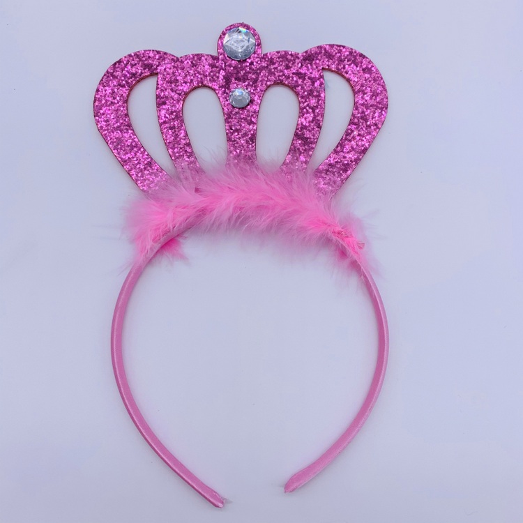 Pink Birthday Crown Headbands for Girls Glitter Hair Band Birthday Party Photo Props