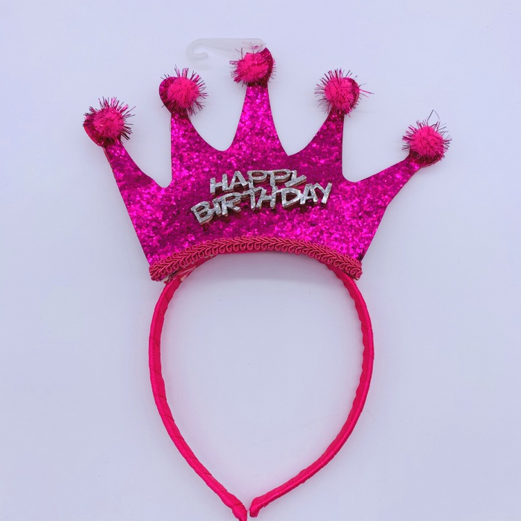 Pink Birthday Crown Headbands for Girls Party Photo Props Costumes Hair Band