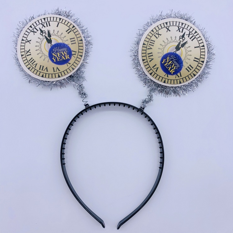 Happy New Year Clock Head Boppers Headbands for Kids Adults, New Year Eve Party Photo Props