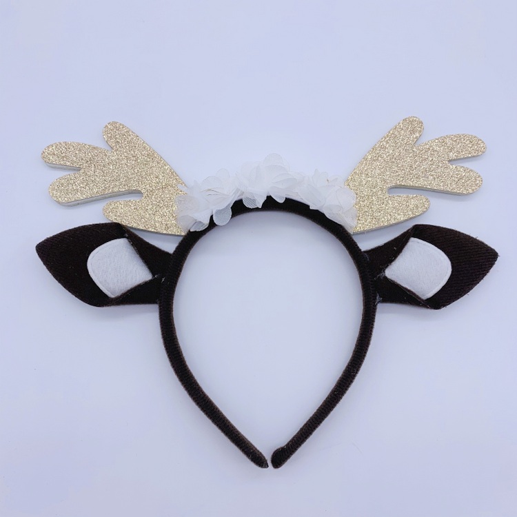 Christmas Headband Silver Glitter Ear Reindeer Antler Hair bands, Christmas Party Costume Accessories