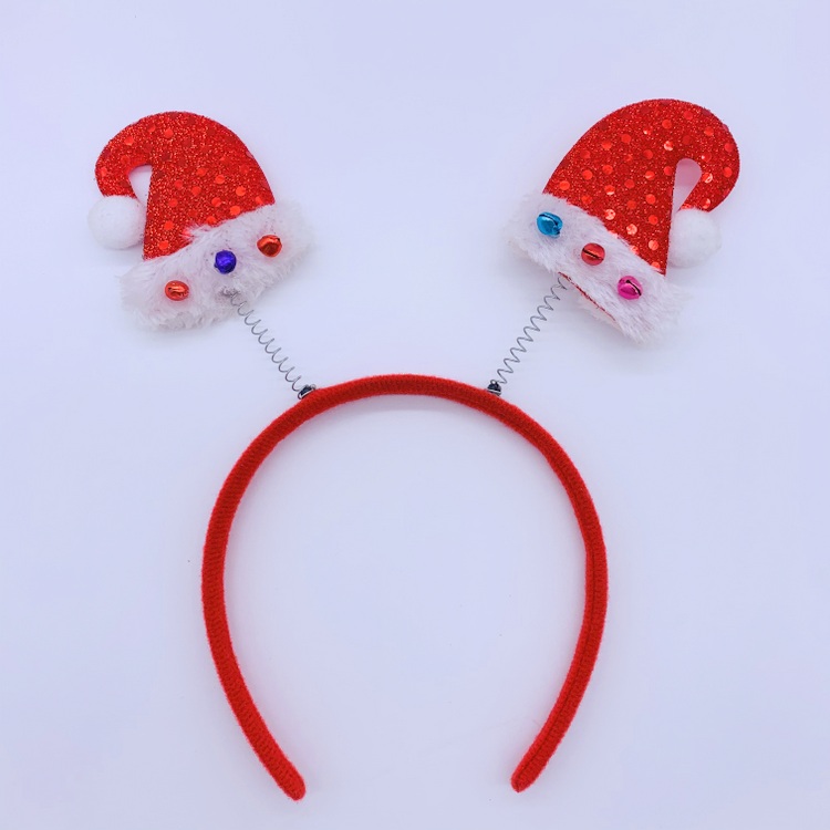 Red Sequin Elf Hat Head Boppers for Christmas, Girls Kids Santa Hair Hoop Christmas Party Supplies