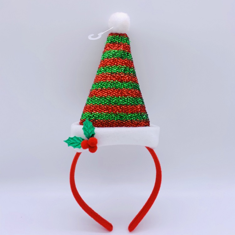 Red Green Elf Hat Christmas Hair Hoop for Girls, Kids Santa Headwear Christmas Party Costume Accessories