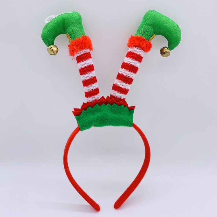 Red Jingle Bell Christmas Head Boppers for Boys Adults, Girls Santa Sock Headbands Party Photo Props