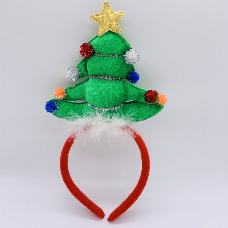 Green Christmas Tree Headband for Kids Adults, cute Santa Hair Hoop Headwear Christmas Party Accessories