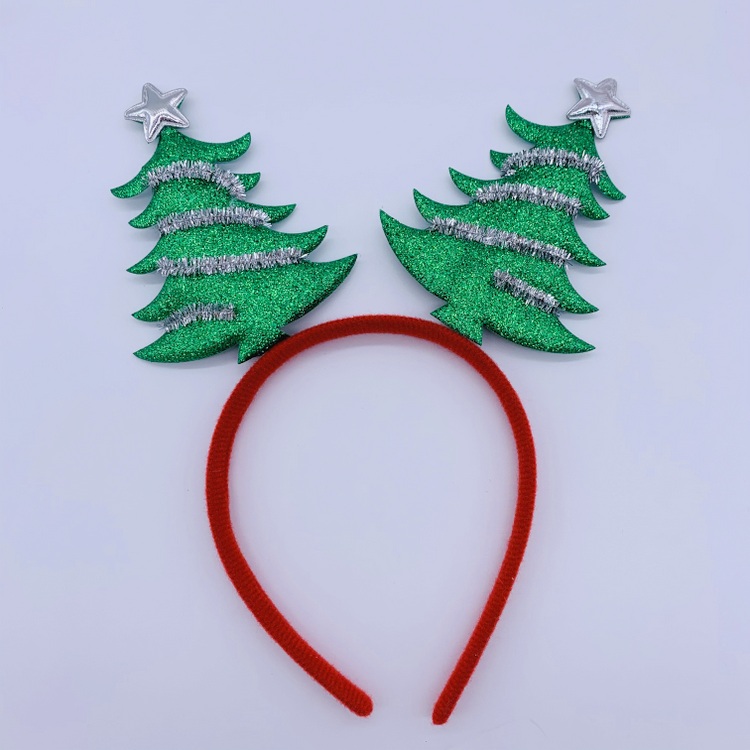 Green Christmas Tree Star Topper Headband for Kids Adults, cute Santa Headwear Christmas Party Accessories