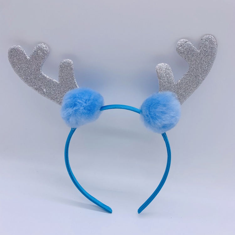 Blue Reindeer Ears Christmas Headband for Adults Boys, Girls Santa Headwear Christmas Decorations
