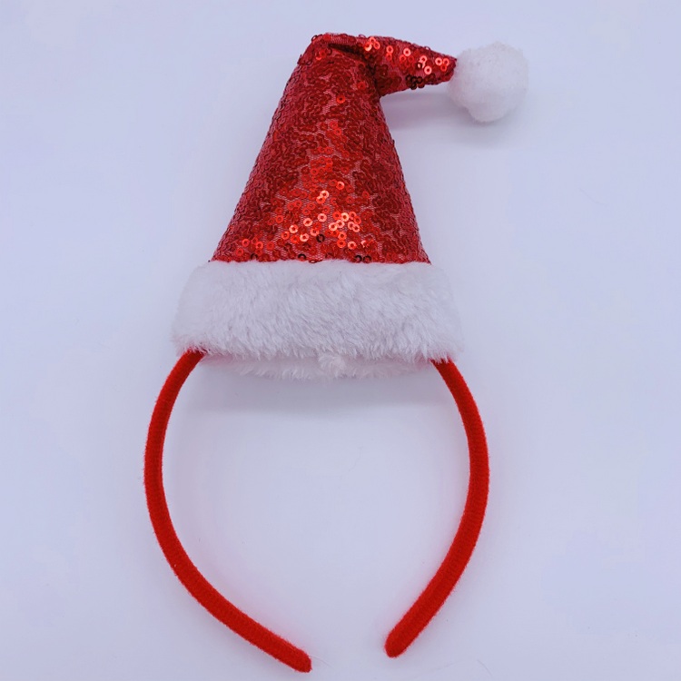 Sparkle Sequin Santa Hat Christmas Headband for Adults Boys Girls Kids