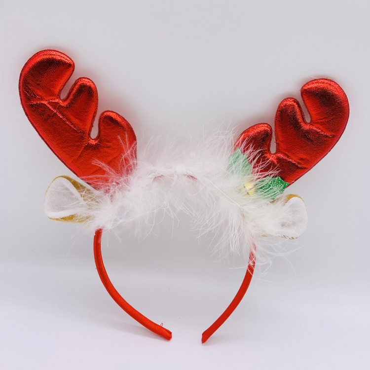 Red Christmas Reindeer Ears Headbands for Girls Boys Kids Adults, Christmas Headpiece Party Supplies