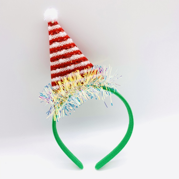 Tinsel Christmas Santa Hat Headband for Girls Boys Kids Adults, Christmas Headpiece Party Photo Props