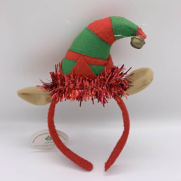 Tinsel Christmas Elf Hat Headbands for Girls Boys Kids Adults Santa Headband Headpiece