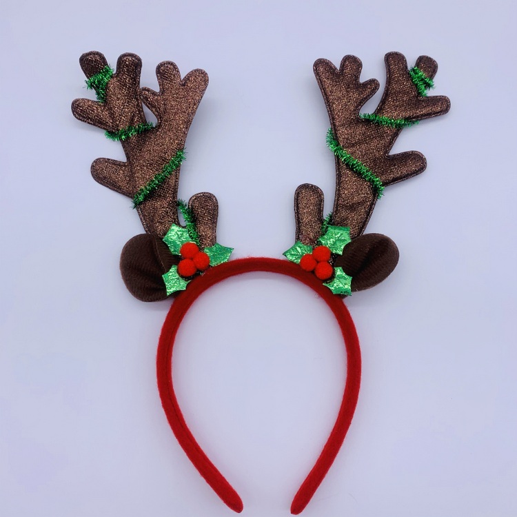 Brown Reindeer Ears Christmas Headbands for Girls Boys Kids Adult, Antler Hair Band Hoop Holiday Party