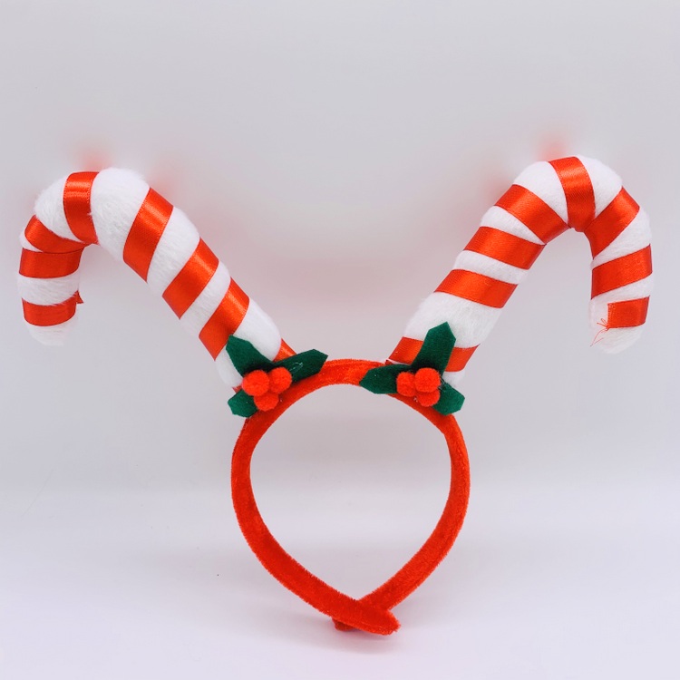 Christmas Candy Cane Headband for Kids Adult Girls Boys, Red Santa Head Boppers with Mistletoe Holiday Party Accessories