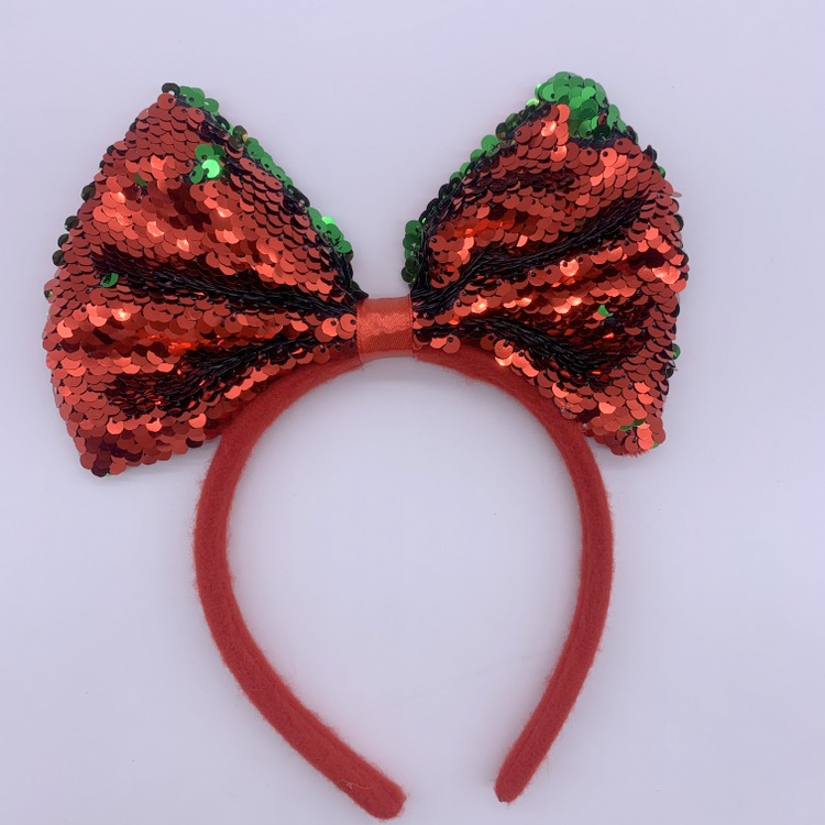 Red Sequin Bow Tie Headband for Girls Party Costumes Accessories Novelty Hair Band