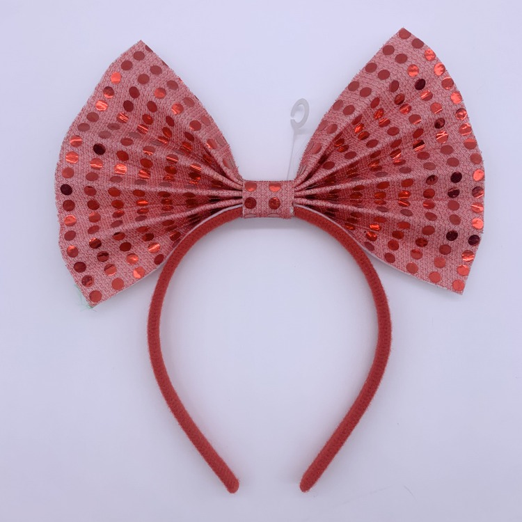 Red Sequin Bowtie Headbands for Girls Party Costumes Accessories Hair Band