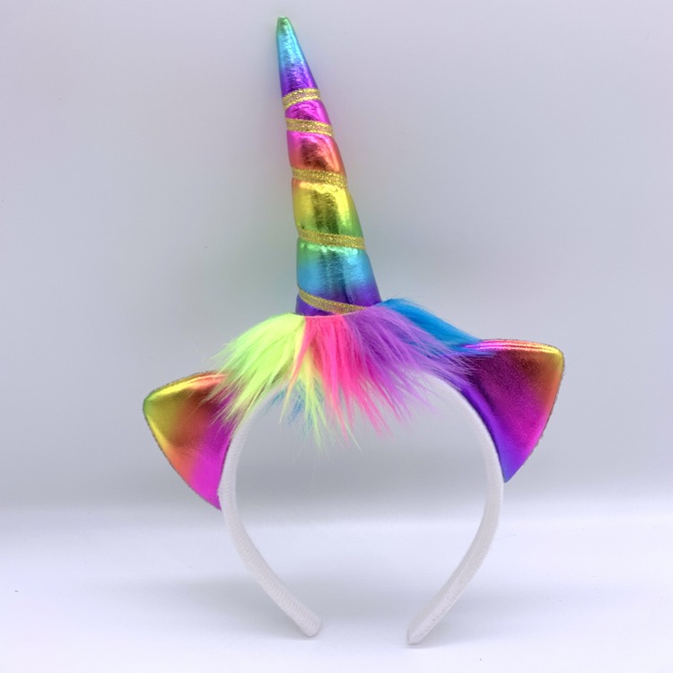 Rainbow Unicorn Headband for Girls, Shiny Unicorn Hair Band Kids' Birthday Party Supplies