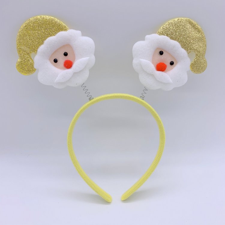 Yellow Glitter Christmas Headband Head Boppers Cartoon Snowman with Santa Hat, Christmas Headdress for Boys Girls Kids