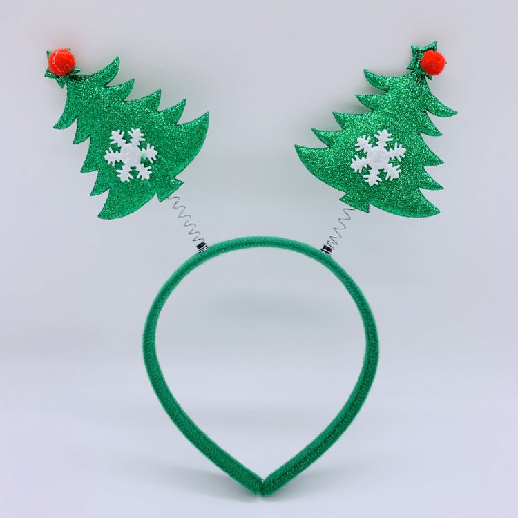 Green Christmas Tree Headband Head Boppers with Snowflake & Mistletoe, Santa Headdress for Boys Girls Kid